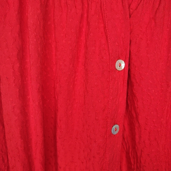 Draper James RSVP Woman’s Plus Size 2X Short Sleeve Button Down Red Blouse - Picture 3 of 7